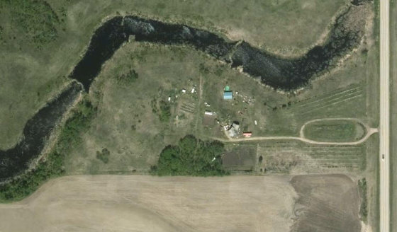 Satellite view of PLAN 9623440 BLOCK 1 LOT 1 in County of Vermilion River, with the parcel boundary outlined