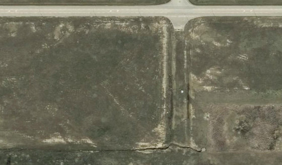 Satellite view of PLAN 1523528 BLOCK 7 LOT 1 in City of Lloydminster, with the parcel boundary outlined