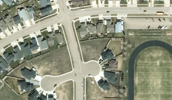 Satellite view of PLAN 1522663 BLOCK 6 LOT 56 in City of Lloydminster, with the parcel boundary outlined