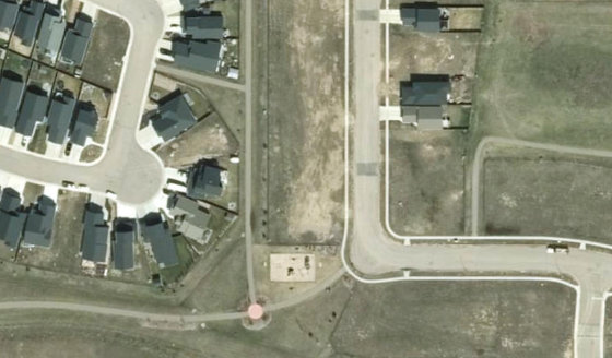 Satellite view of PLAN 1522663 BLOCK 22 LOT 45 in City of Lloydminster, with the parcel boundary outlined