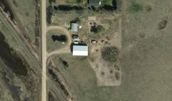 Satellite view of PLAN 7923075 LOT A in County of Vermilion River, with the parcel boundary outlined