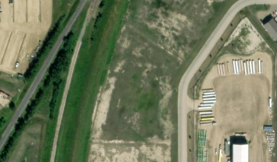 Satellite view of 4330 43 Street in City of Camrose, with the parcel boundary outlined