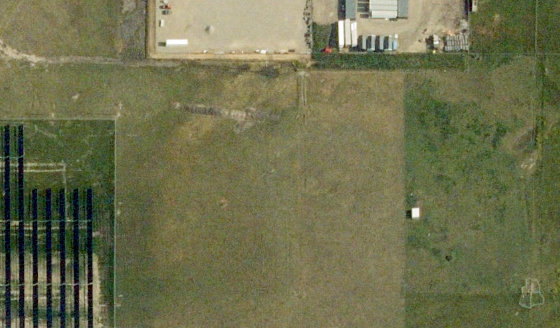 Satellite view of PLAN 8210662 BLOCK 1 LOT 3 in Town of Cardston, with the parcel boundary outlined
