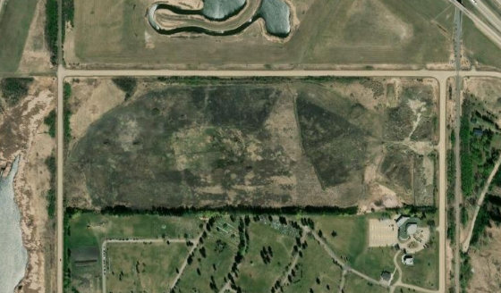 Satellite view of PLAN 4344HW BLOCK B in City of Edmonton, with the parcel boundary outlined