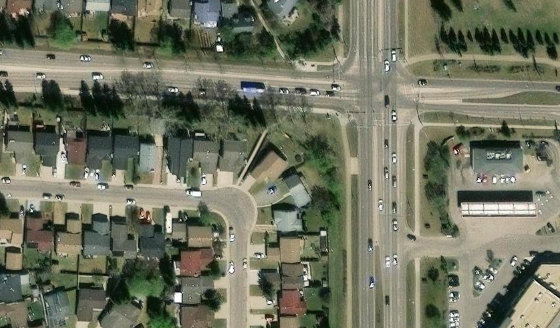 Satellite view of PLAN 8021675 BLOCK 38 LOT 92 in City of Edmonton, with the parcel boundary outlined
