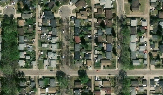 Satellite view of PLAN 5871HW BLOCK 16 LOT 10 in City of Edmonton, with the parcel boundary outlined