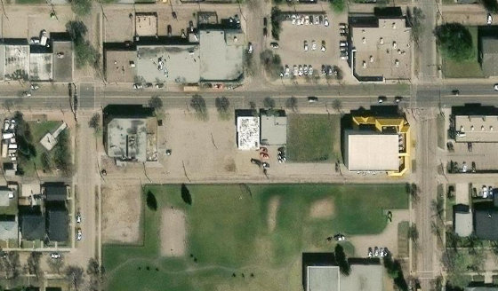 Satellite view of PLAN 2528AR BLOCK 12 LOT 16 in City of Edmonton, with the parcel boundary outlined