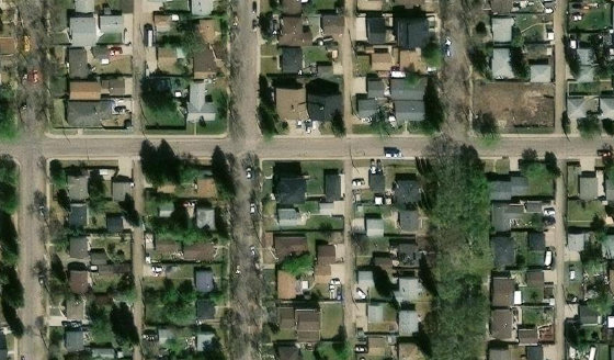 Satellite view of PLAN 2221444 BLOCK 4 LOT 24A in City of Edmonton, with the parcel boundary outlined