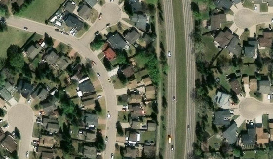 Satellite view of PLAN 7721465 BLOCK 14 LOT 12 in City of Edmonton, with the parcel boundary outlined