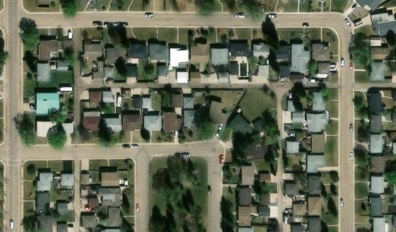 Satellite view of PLAN 2862MC BLOCK 41 LOT 59 in City of Edmonton, with the parcel boundary outlined