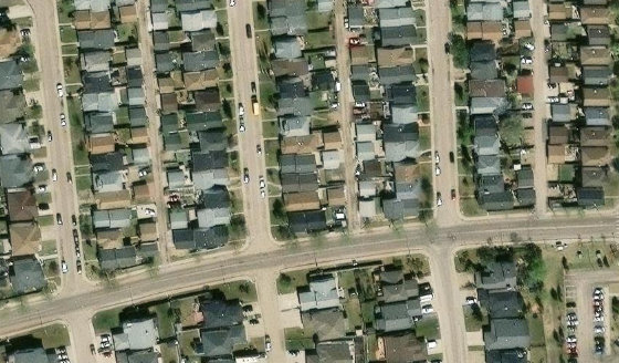 Satellite view of PLAN 9321807 BLOCK 39 LOT 67 in City of Edmonton, with the parcel boundary outlined