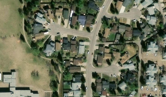 Satellite view of PLAN 7722530 BLOCK 23 LOT 59 in City of Edmonton, with the parcel boundary outlined
