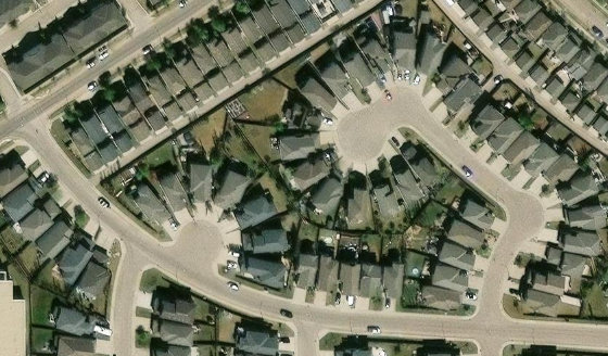 Satellite view of PLAN 1021110 BLOCK 3 LOT 107 in City of Edmonton, with the parcel boundary outlined