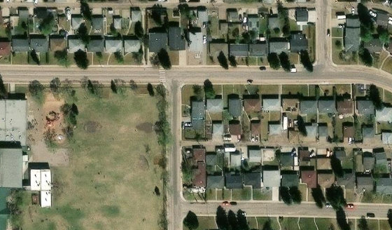 Satellite view of PLAN 6465MC BLOCK 68 LOT 1 in City of Edmonton, with the parcel boundary outlined