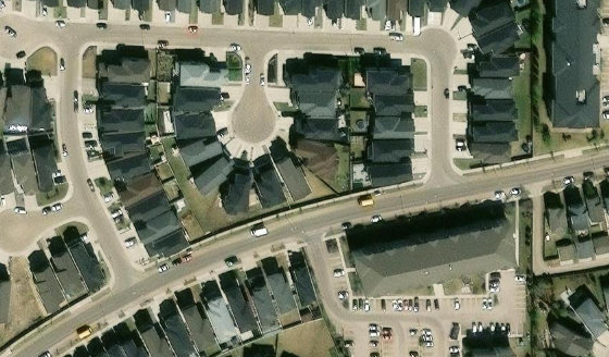 Satellite view of PLAN 1720278 BLOCK 16 LOT 17 in City of Edmonton, with the parcel boundary outlined