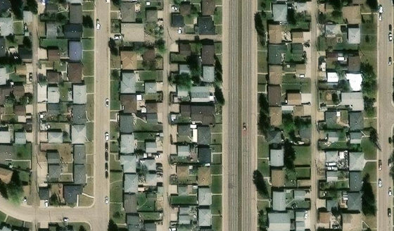 Satellite view of PLAN 6338MC BLOCK 1 LOT 25 in City of Edmonton, with the parcel boundary outlined