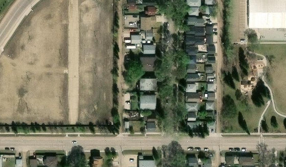 Satellite view of CONDO PLAN 2121766 UNIT 1 in City of Edmonton, with the parcel boundary outlined