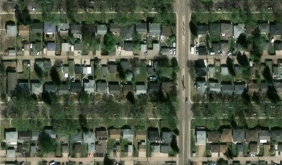 Satellite view of PLAN 6045HW BLOCK 14 LOT 11 in City of Edmonton, with the parcel boundary outlined