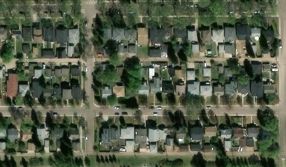 Satellite view of PLAN 2306HW BLOCK 19 LOT 25 in City of Edmonton, with the parcel boundary outlined