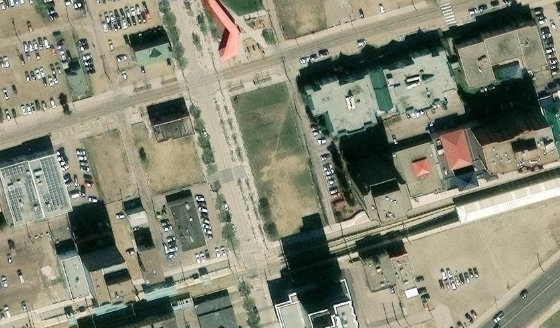 Satellite view of 10203 - 96 Street NW in City of Edmonton, with the parcel boundary outlined