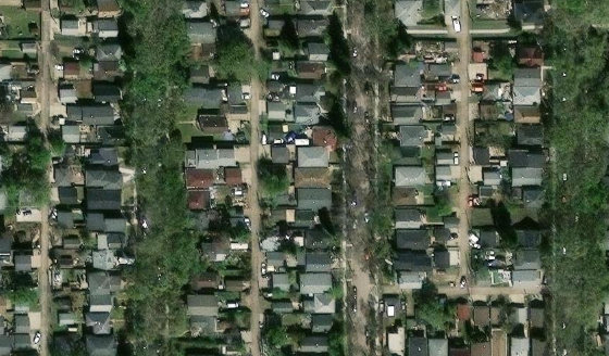 Satellite view of PLAN 1458AQ BLOCK 5 LOT 7A in City of Edmonton, with the parcel boundary outlined