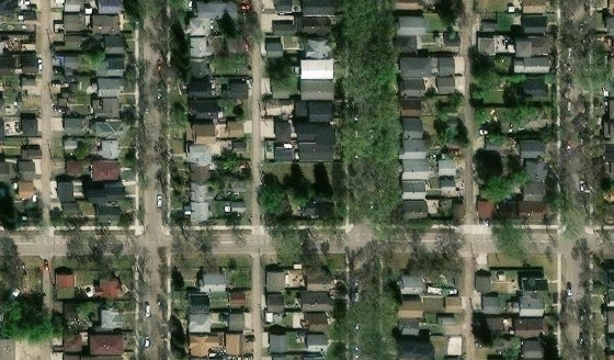 Satellite view of PLAN 1421584 BLOCK 2 LOT 7A in City of Edmonton, with the parcel boundary outlined