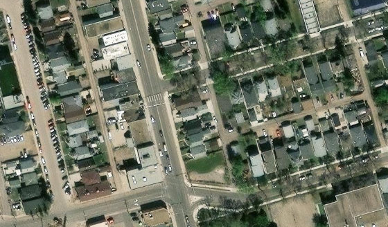 Satellite view of PLAN ND BLOCK 30 LOT 21 in City of Edmonton, with the parcel boundary outlined