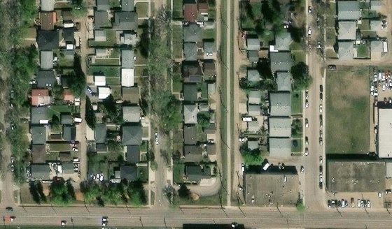 Satellite view of PLAN 615KS BLOCK 7A LOT 4 in City of Edmonton, with the parcel boundary outlined