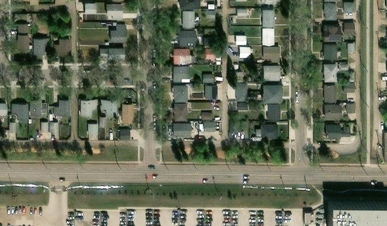 Satellite view of PLAN 615KS BLOCK 6A LOT 2 in City of Edmonton, with the parcel boundary outlined