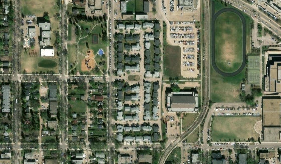 Satellite view of CONDO PLAN 0324959 UNIT 148 in City of Edmonton, with the parcel boundary outlined