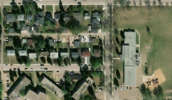 Satellite view of PLAN 2109HW BLOCK 13B LOT 17 in City of Edmonton, with the parcel boundary outlined
