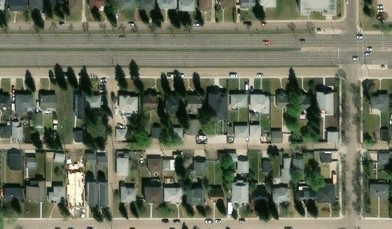 Satellite view of PLAN 2109HW BLOCK 14A LOT 16 in City of Edmonton, with the parcel boundary outlined