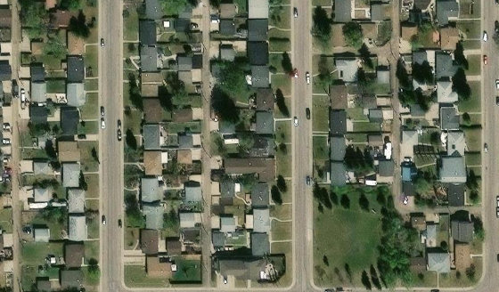 Satellite view of PLAN 2987MC BLOCK 26 LOT 30 in City of Edmonton, with the parcel boundary outlined