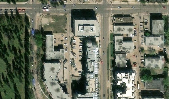Satellite view of CONDO PLAN 2222003 UNIT 112 in City of Edmonton, with the parcel boundary outlined