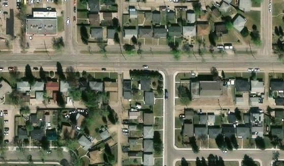 Satellite view of PLAN 4565KS BLOCK 35 LOT 15 in City of Edmonton, with the parcel boundary outlined