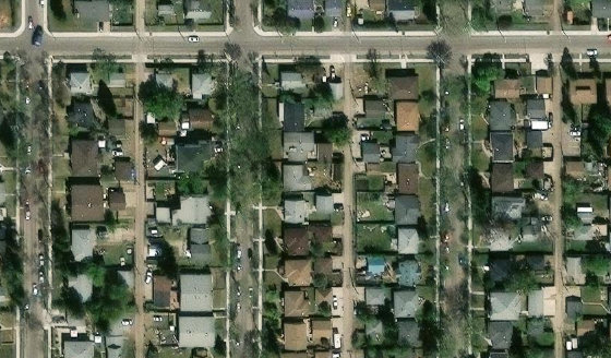 Satellite view of PLAN 290AB BLOCK 28 LOT 14 in City of Edmonton, with the parcel boundary outlined