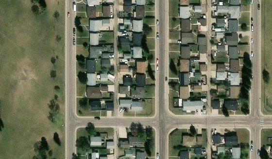 Satellite view of PLAN 3785KS BLOCK 14 LOT 20 in City of Edmonton, with the parcel boundary outlined