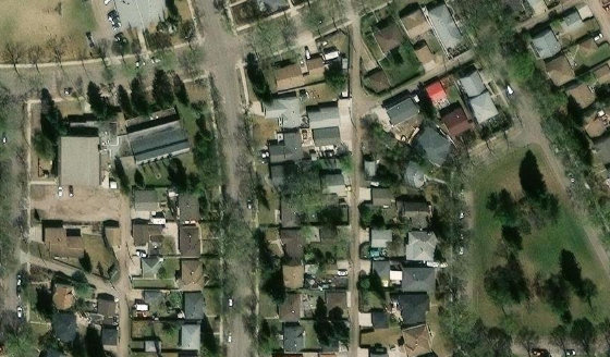 Satellite view of PLAN 740KS BLOCK 1 LOT 6A in City of Edmonton, with the parcel boundary outlined