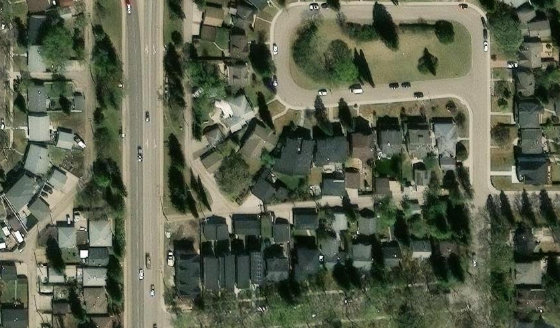 Satellite view of PLAN 4677HW BLOCK 67A LOT 6 in City of Edmonton, with the parcel boundary outlined