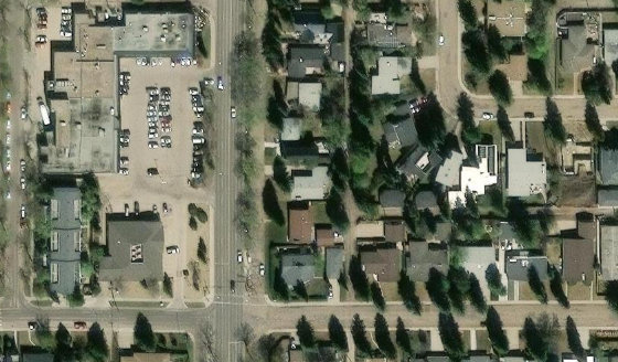 Satellite view of PLAN 2630KS BLOCK 4 LOT 15 in City of Edmonton, with the parcel boundary outlined