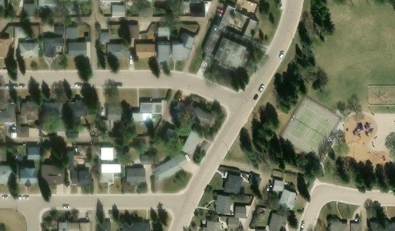 Satellite view of PLAN 2597KS BLOCK 10 LOT 38 in City of Edmonton, with the parcel boundary outlined
