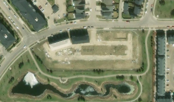 Satellite view of PLAN 1723355 BLOCK 8 LOT 69A in City of Edmonton, with the parcel boundary outlined