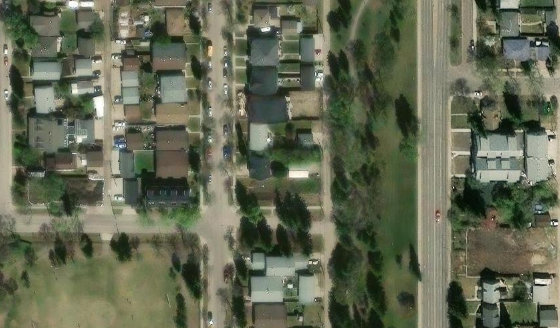 Satellite view of PLAN 965AH BLOCK 65 LOT 2 in City of Edmonton, with the parcel boundary outlined