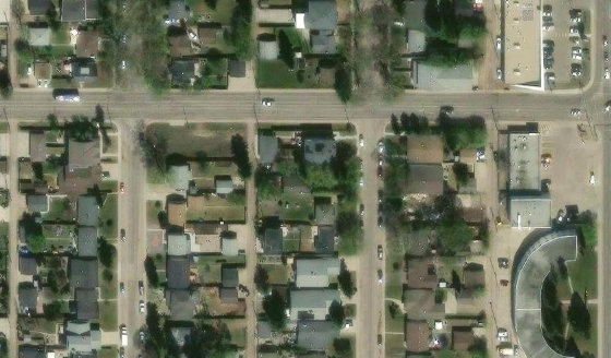 Satellite view of PLAN 1833HW BLOCK 53 LOT 2 in City of Edmonton, with the parcel boundary outlined