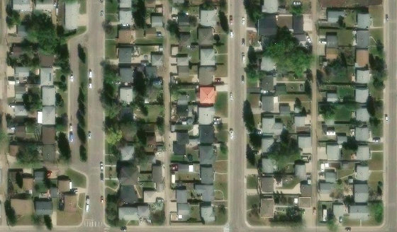 Satellite view of PLAN 3065KS BLOCK 5 LOT 19 in City of Edmonton, with the parcel boundary outlined