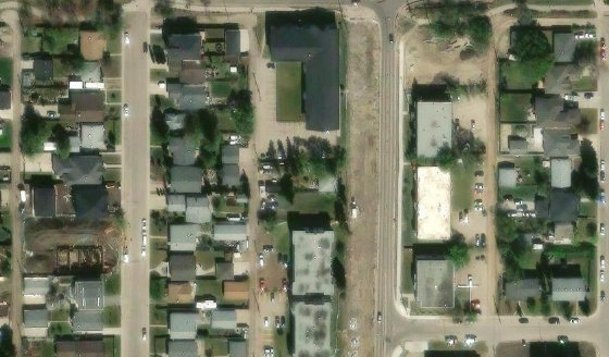 Satellite view of PLAN 780KS BLOCK 1 LOT 14 in City of Edmonton, with the parcel boundary outlined