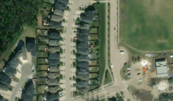 Satellite view of PLAN 1120848 BLOCK 13 LOT 33 in City of Edmonton, with the parcel boundary outlined