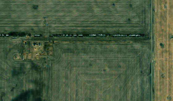 Satellite view of PLAN 8110409 BLOCK 1 in Rocky View County, with the parcel boundary outlined