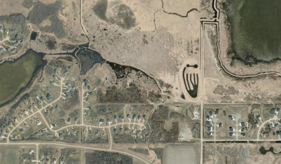 Satellite view of NE-16-53-26-W4 in Parkland County, with the parcel boundary outlined