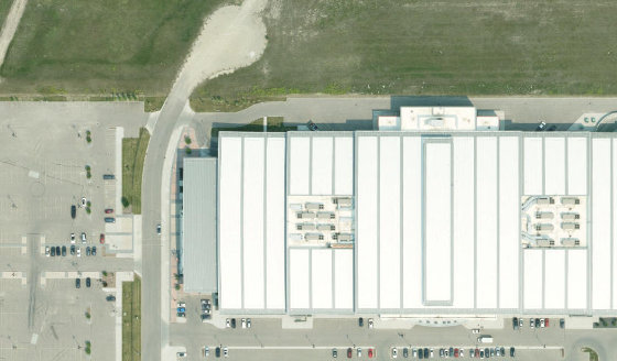 Satellite view of CONDO PLAN 1810813 UNIT 164 in Rocky View County, with the parcel boundary outlined